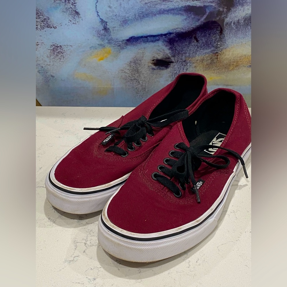 Vans Maroon low top skater sneakers size9.5